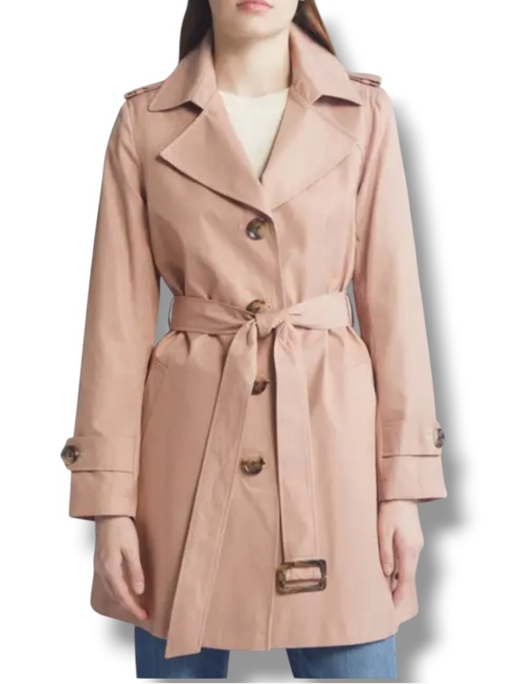 Sam Edelman Women’s Pink Blush Buckle Belt Trench Coat NWOT